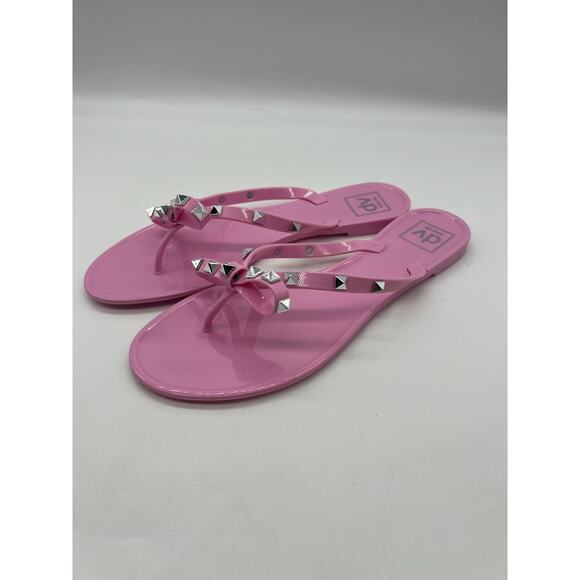 NIB DV Dolce Vita Sunkissed Pink Studded Jelly Thong Sandals Size 9 - Picture 2 of 9